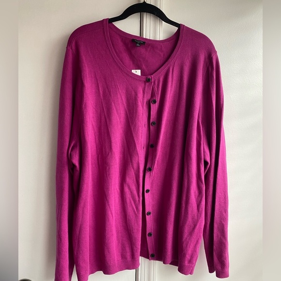 Talbots Plus Womens 3X Purple/pink Cotton Tencel Blend Stretch Cardigan Sweater - Picture 2 of 5